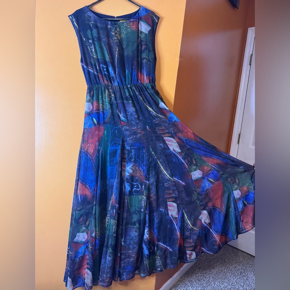 Alice+Olivia A-line Maxi Multicolor Sleeveless Dress. Size M - Picture 4 of 11